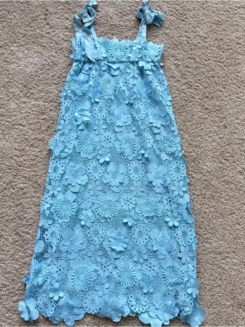 Women's Light Blue Floral Lace Sundress